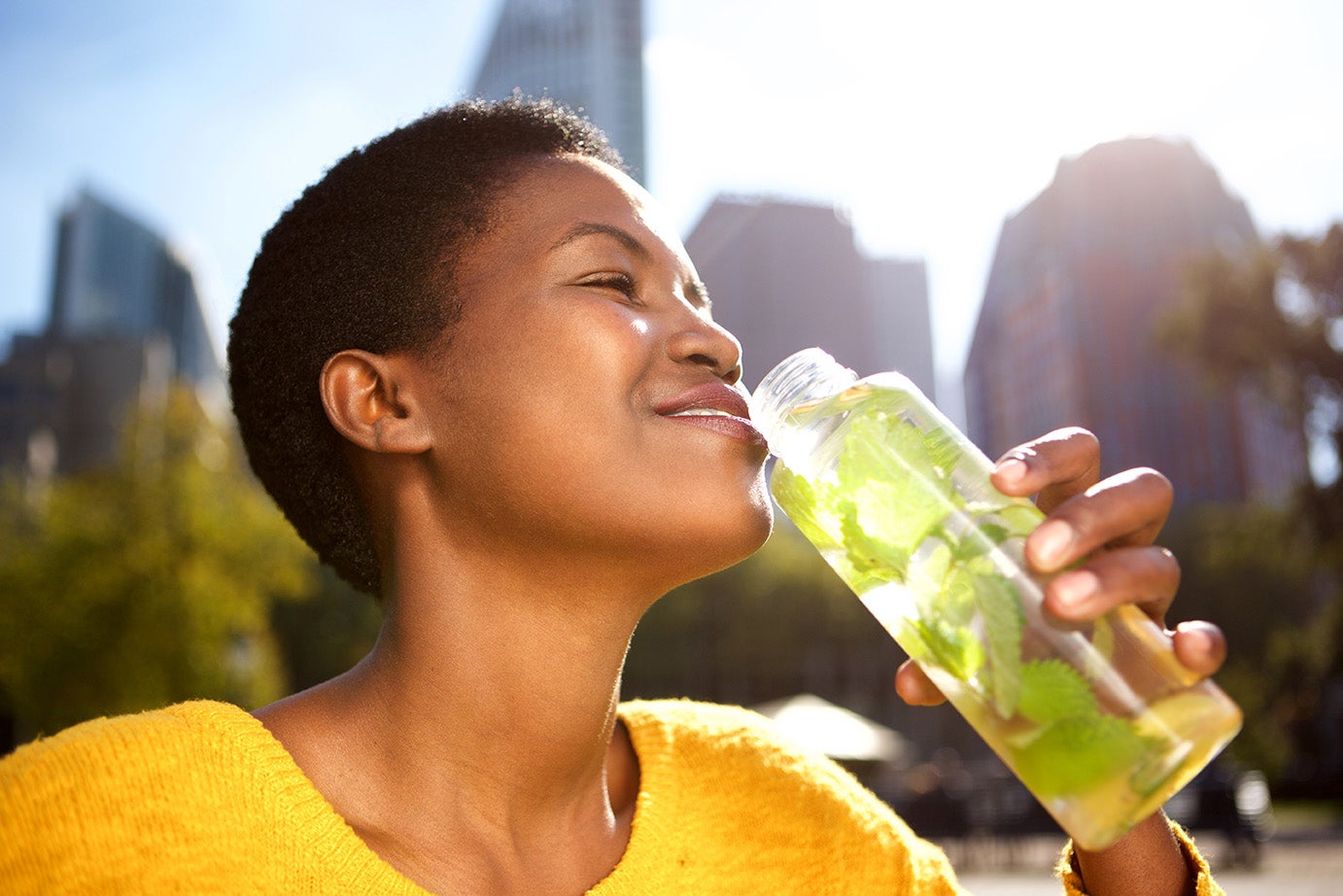 Women drinking flavored water