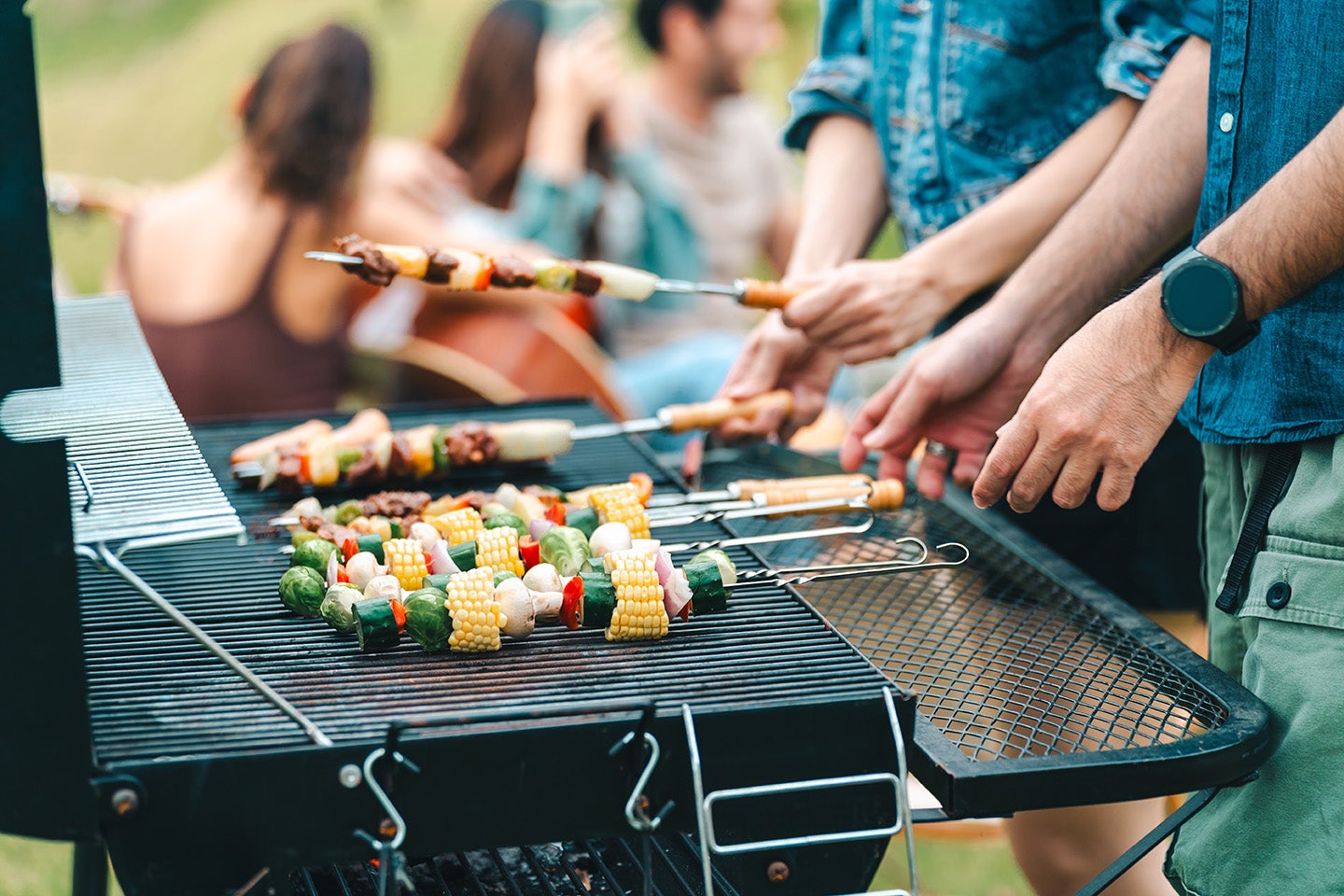 Food cooking on BBQ