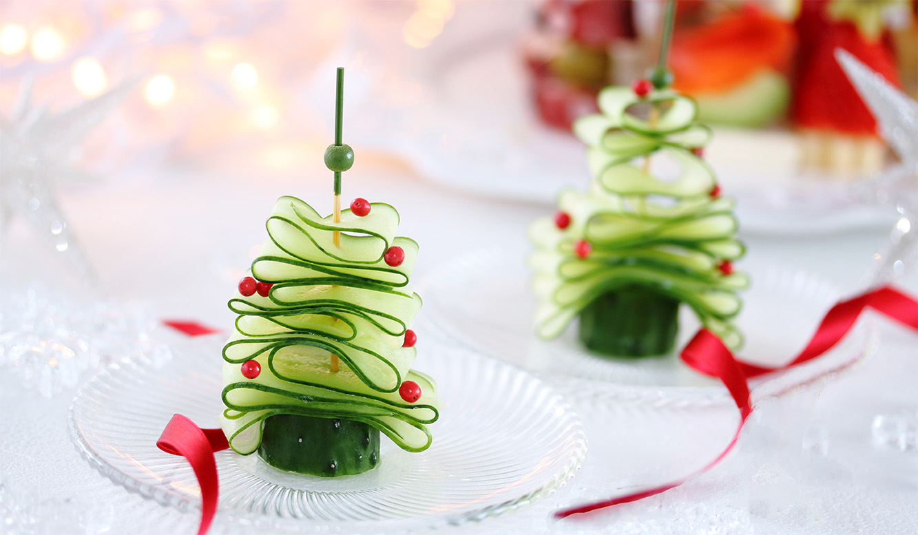 Holiday trees made with veggies.